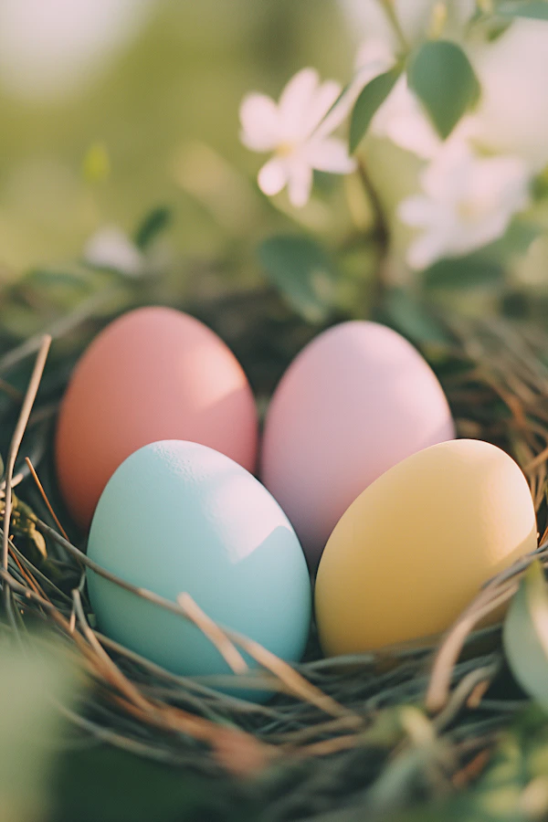 Pastel Eggs in Nest