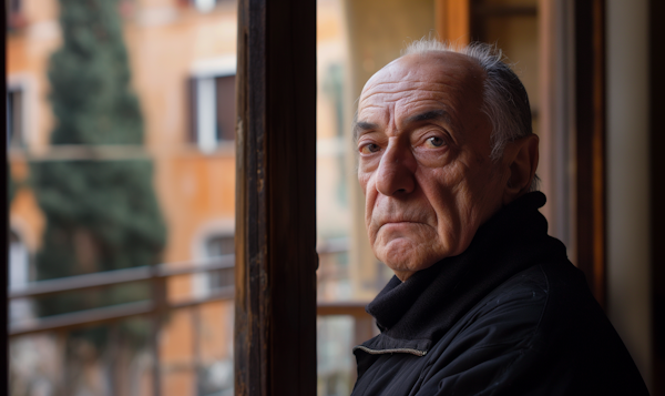 Contemplative Elderly Man by Window