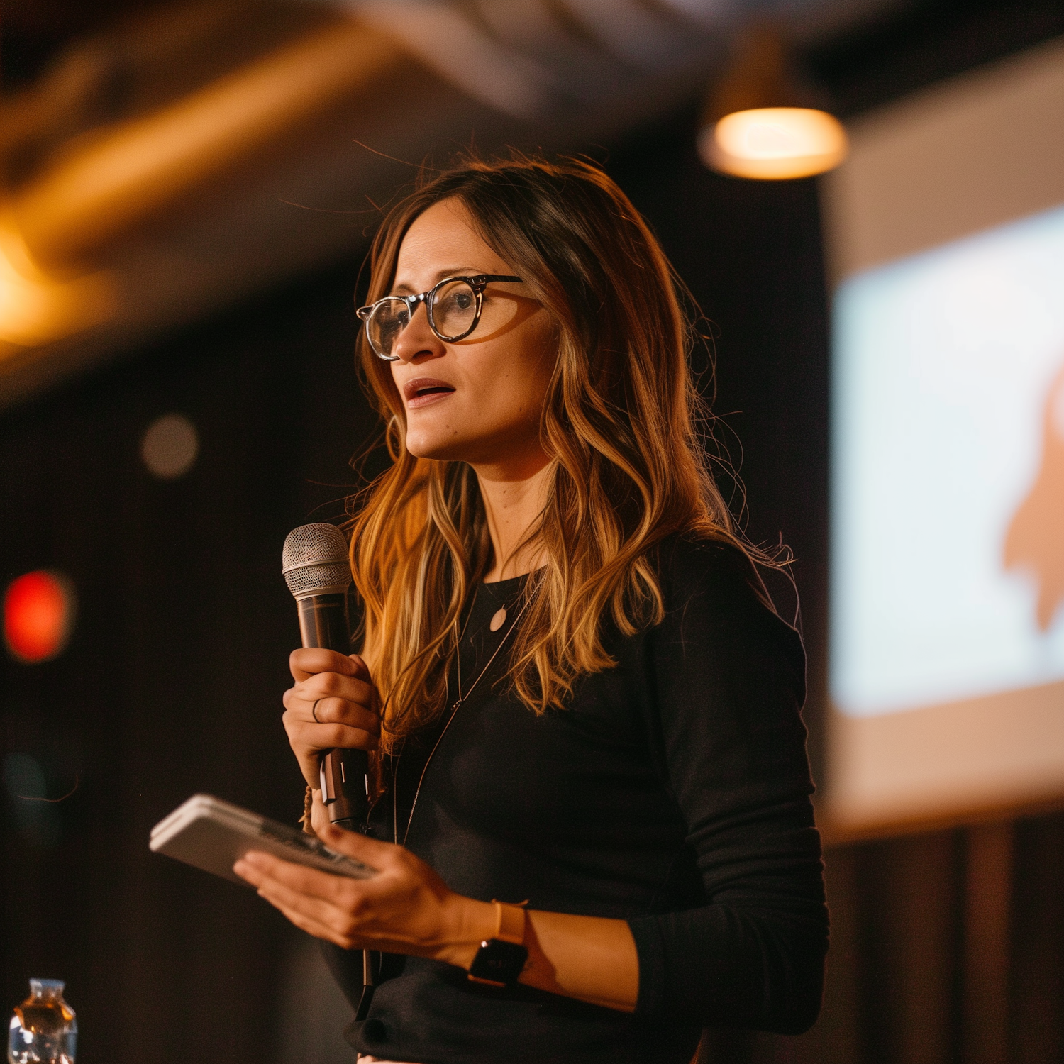 Confident Woman Delivering Speech at Event