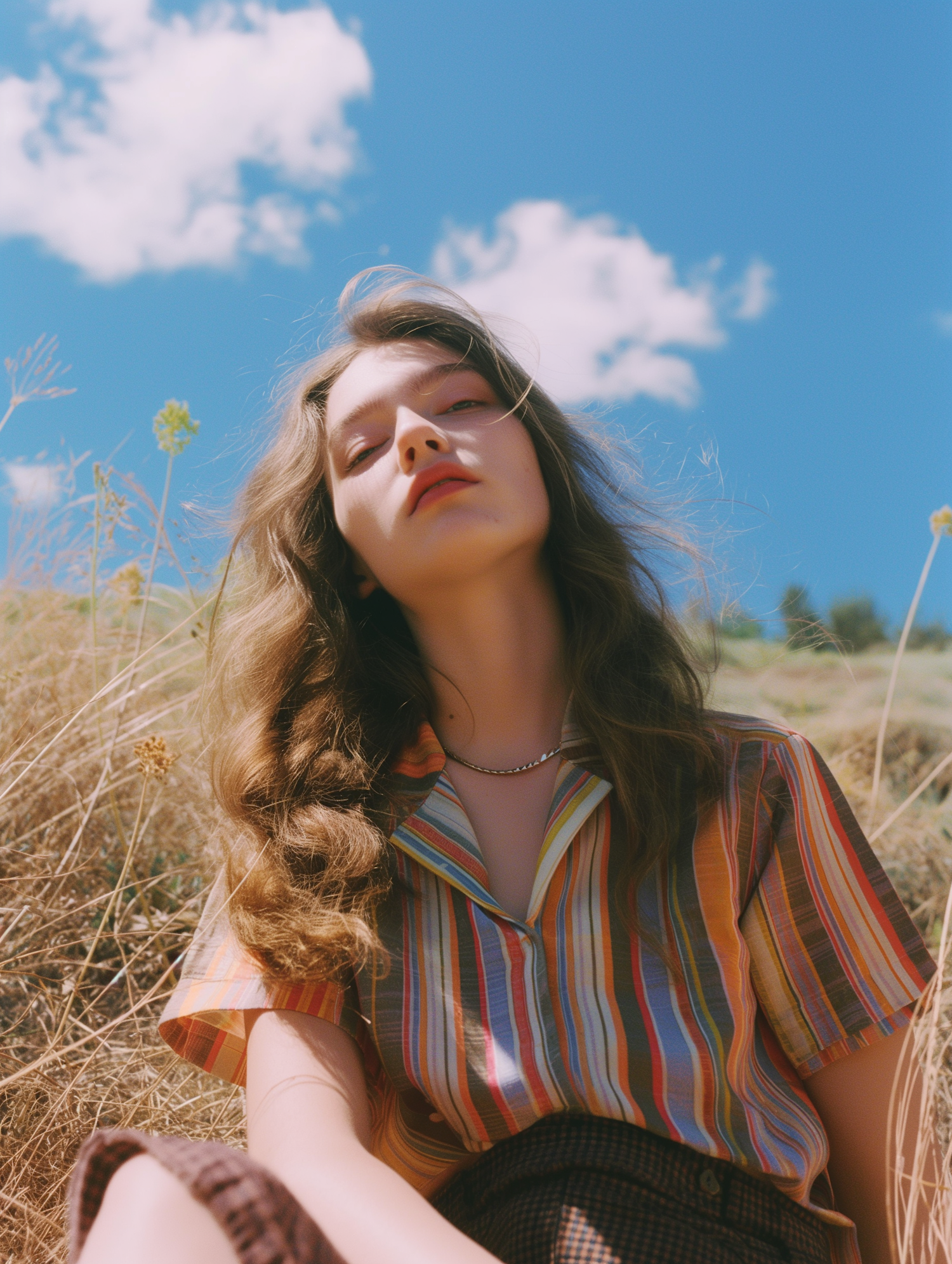 Serene Female Gazing Upwards