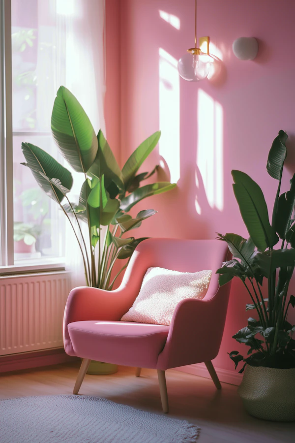 Cozy Interior with Pink Armchair