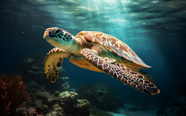 Majestic Depths: Serene Sea Turtle