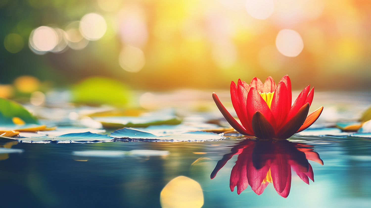 Vibrant Red Water Lily