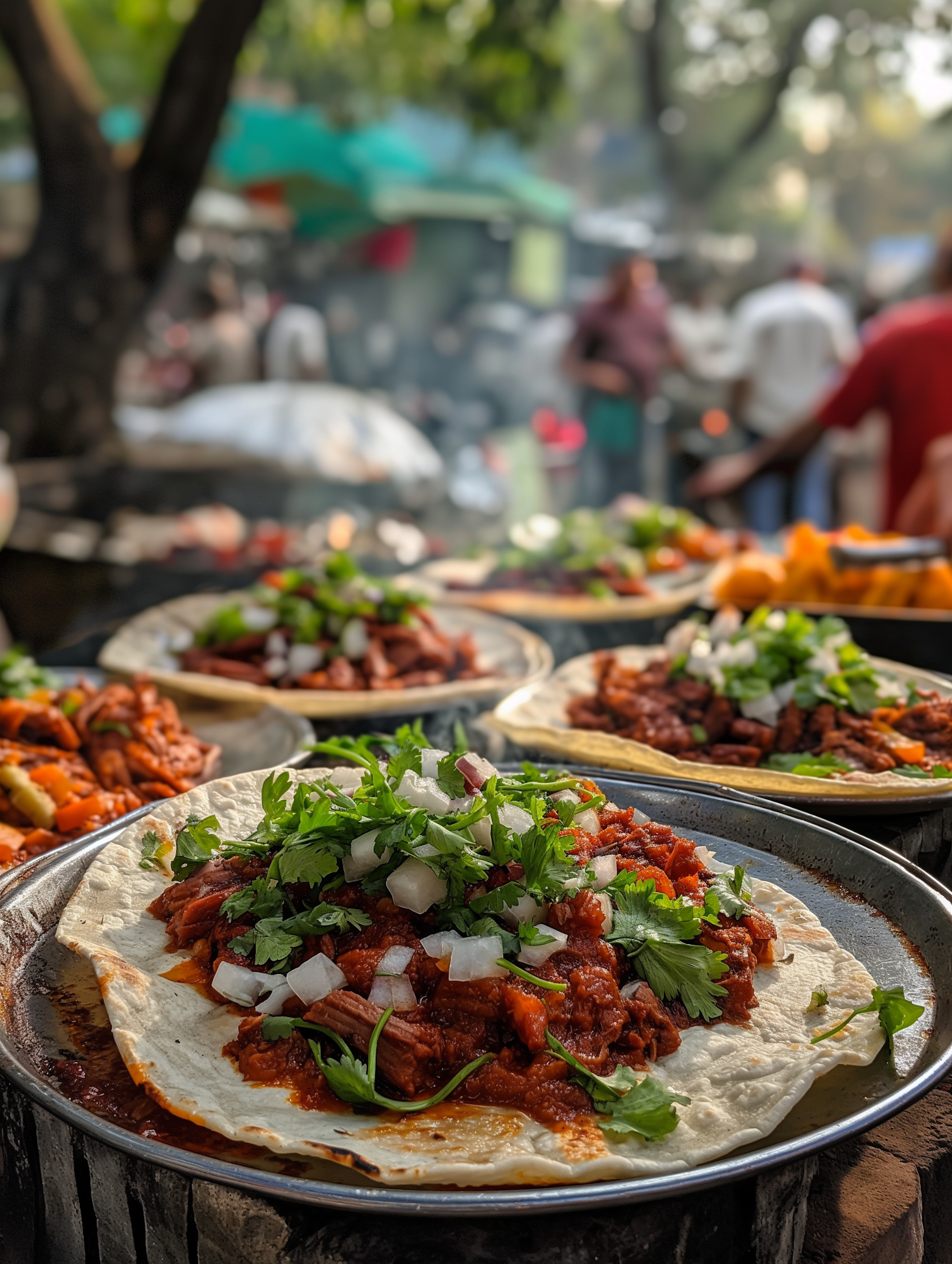 Vibrant Street Food Market Scene