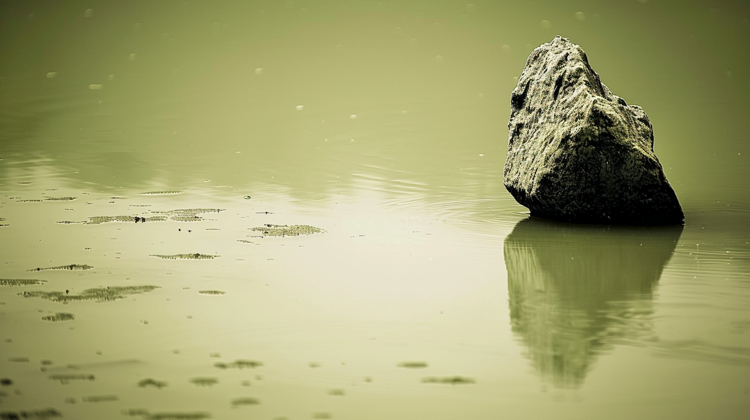 Solitary Rock in Calm Water