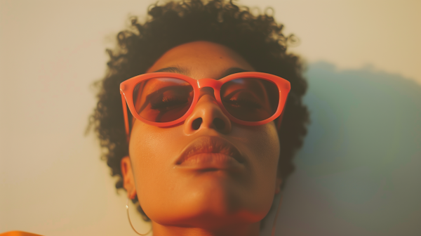 Serene and Confident Woman with Red Sunglasses