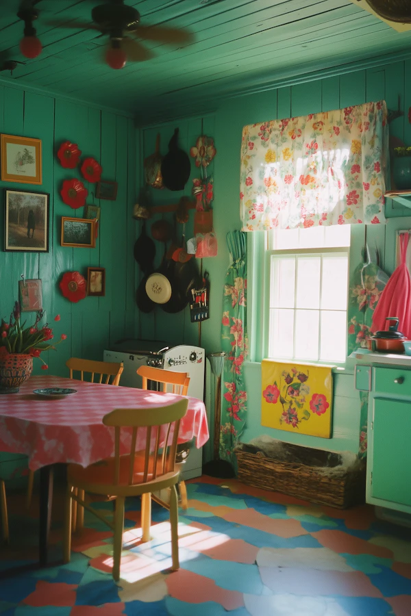 Retro Kitchen with Vibrant Aesthetic