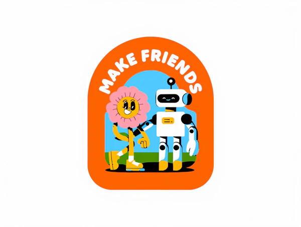 Robot and Flower Friends