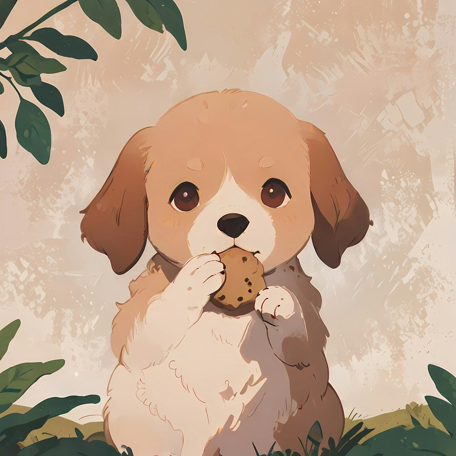 Adorable Puppy with Cookie