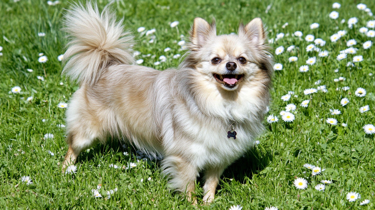 Fluffy Dog on Lawn