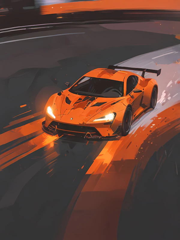 Orange Sports Car Racing