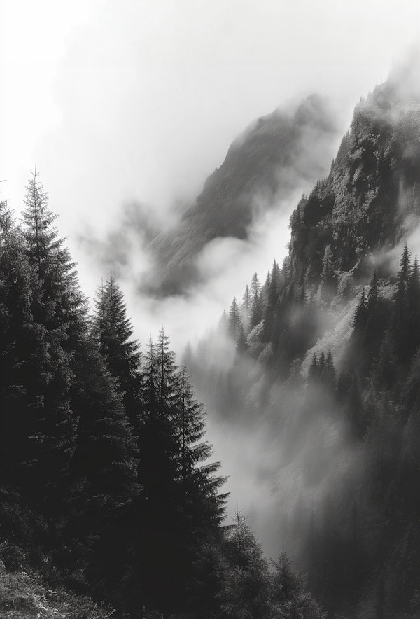 Monochromatic Mountain Fog