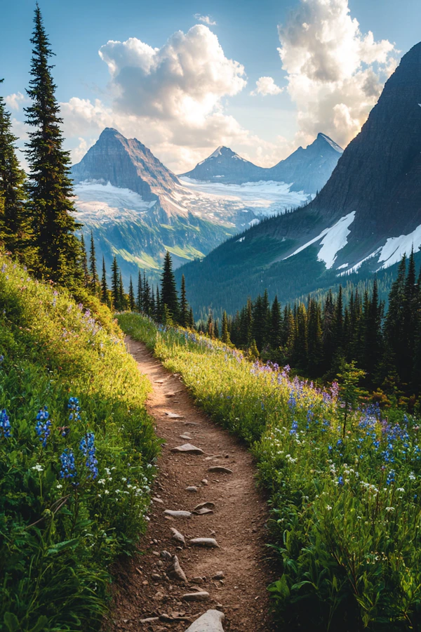 Mountain Landscape with Wildflowers