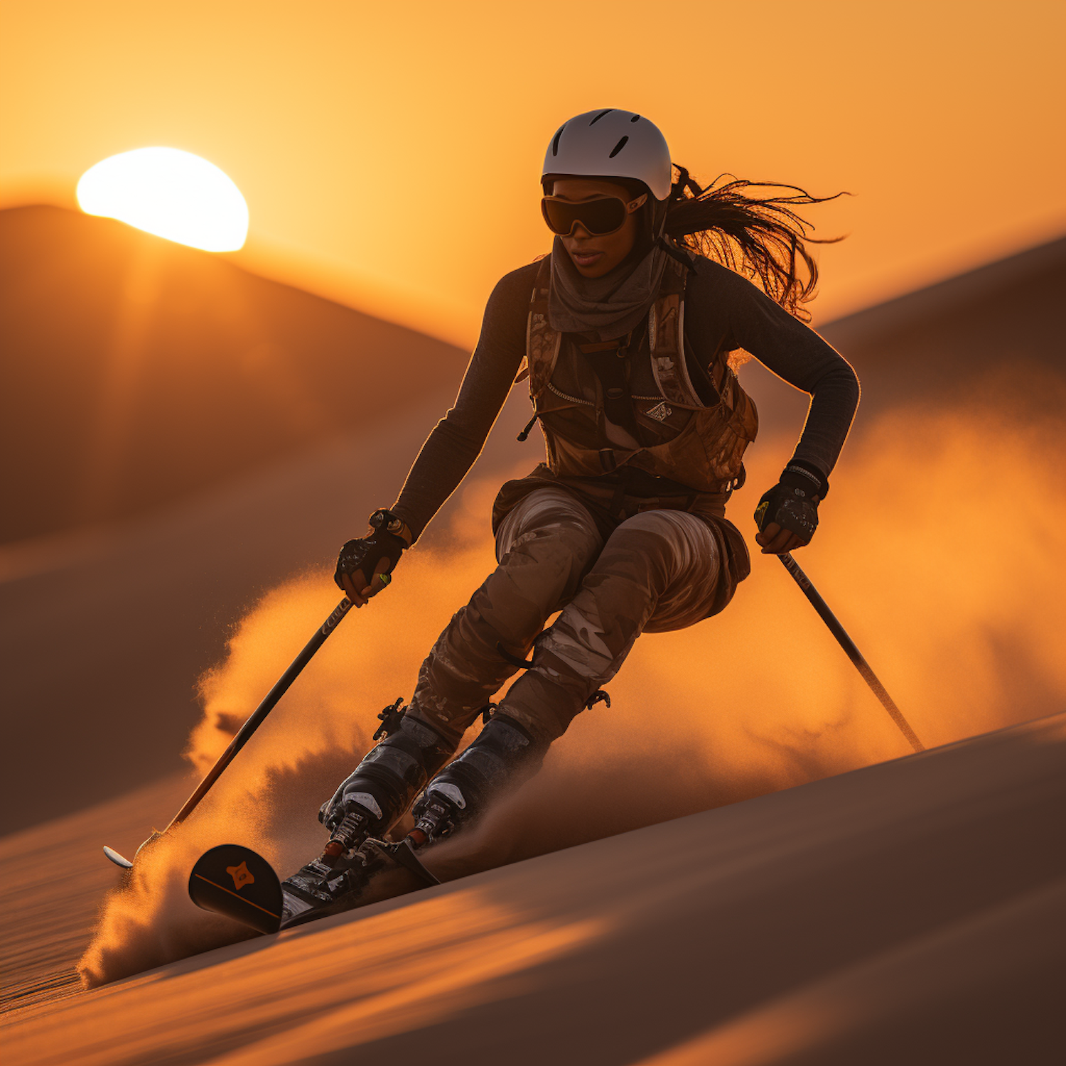 Desert Skiing at Sunset