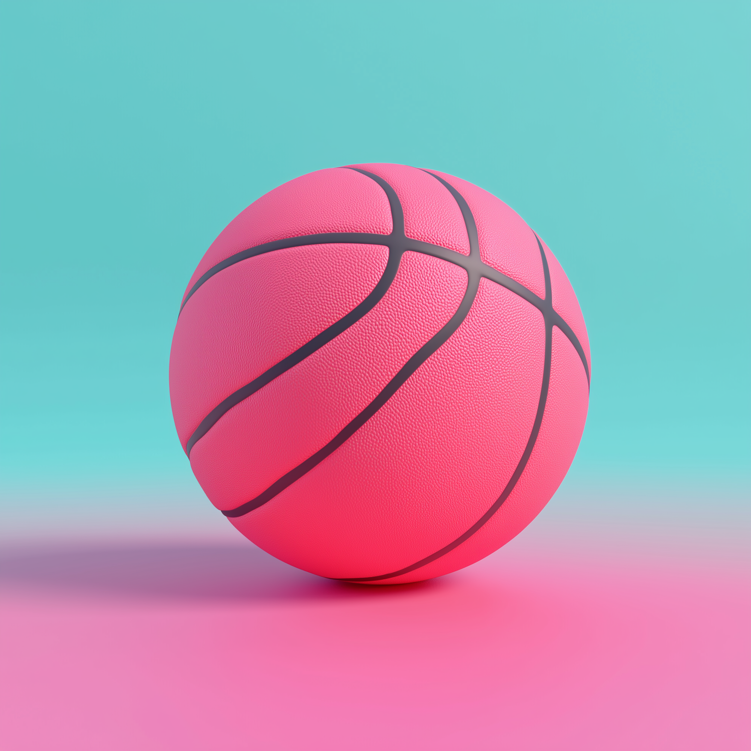 Pink Basketball on Pale Teal Background