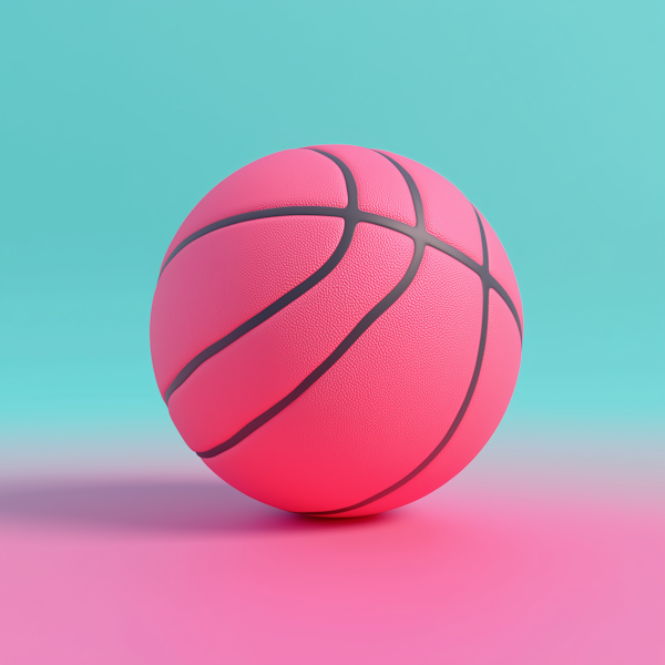 Pink Basketball on Pale Teal Background