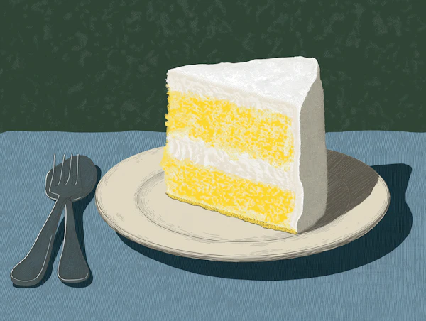 Yellow Plated Cake Illustration