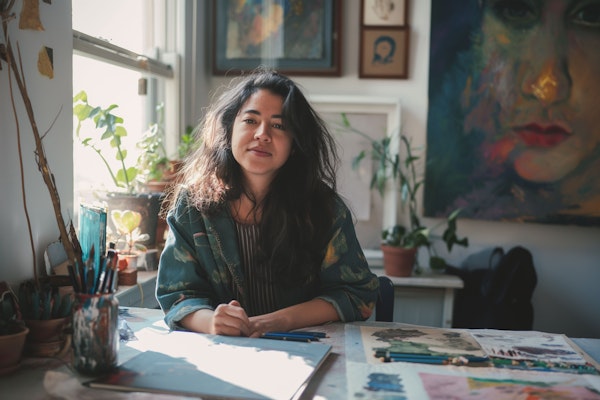 Artist in Her Studio