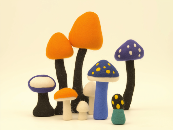 Colorful Felted Mushrooms