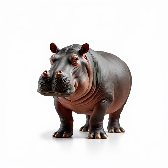 Realistic Hippopotamus on White Background