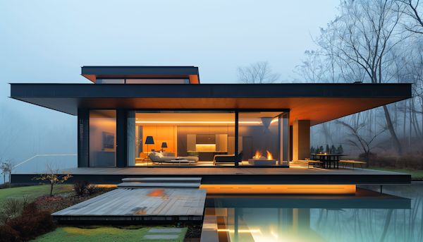 Modern Architectural Home at Twilight