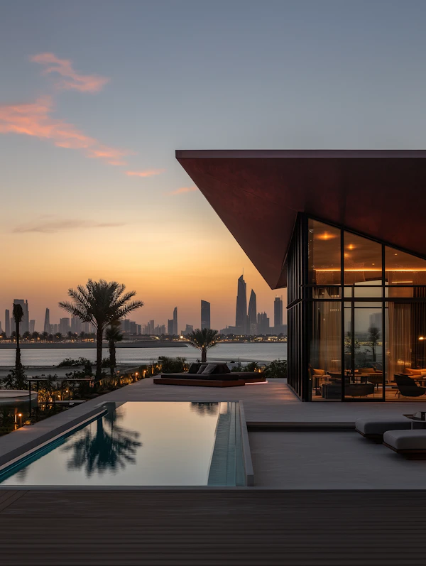 Modern Villa at Sunset