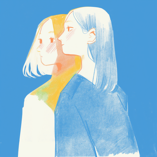 Illustration of Two Women in Pastel Tones