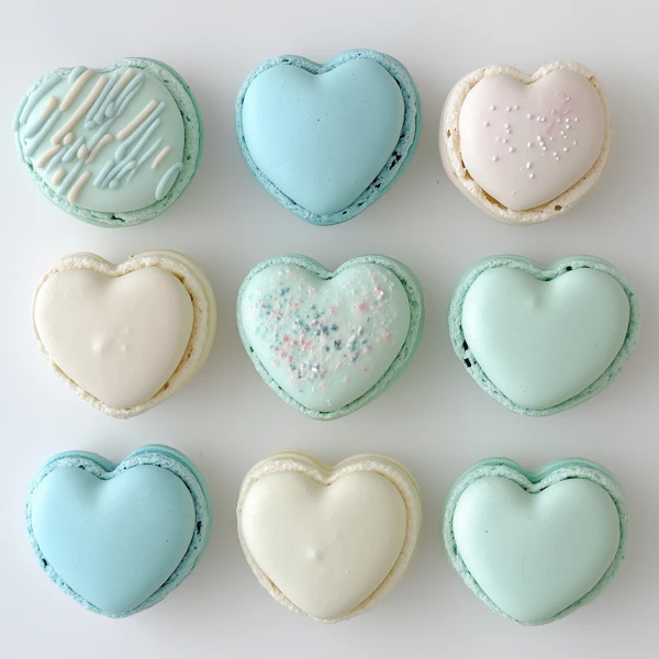 Pastel Heart Macarons