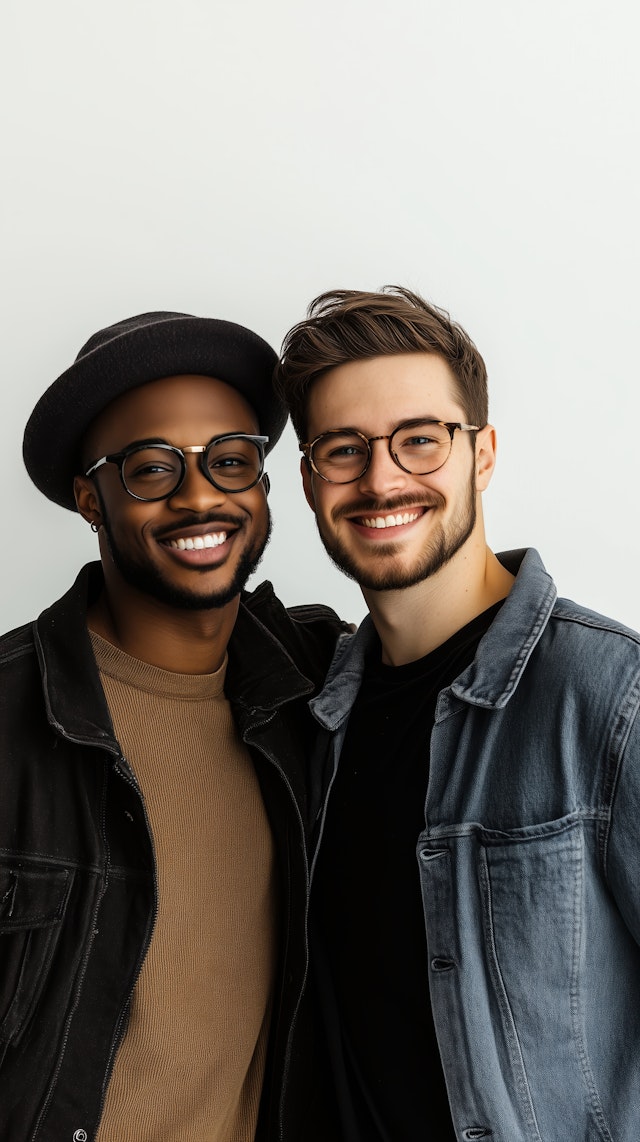 Two Men Smiling Together