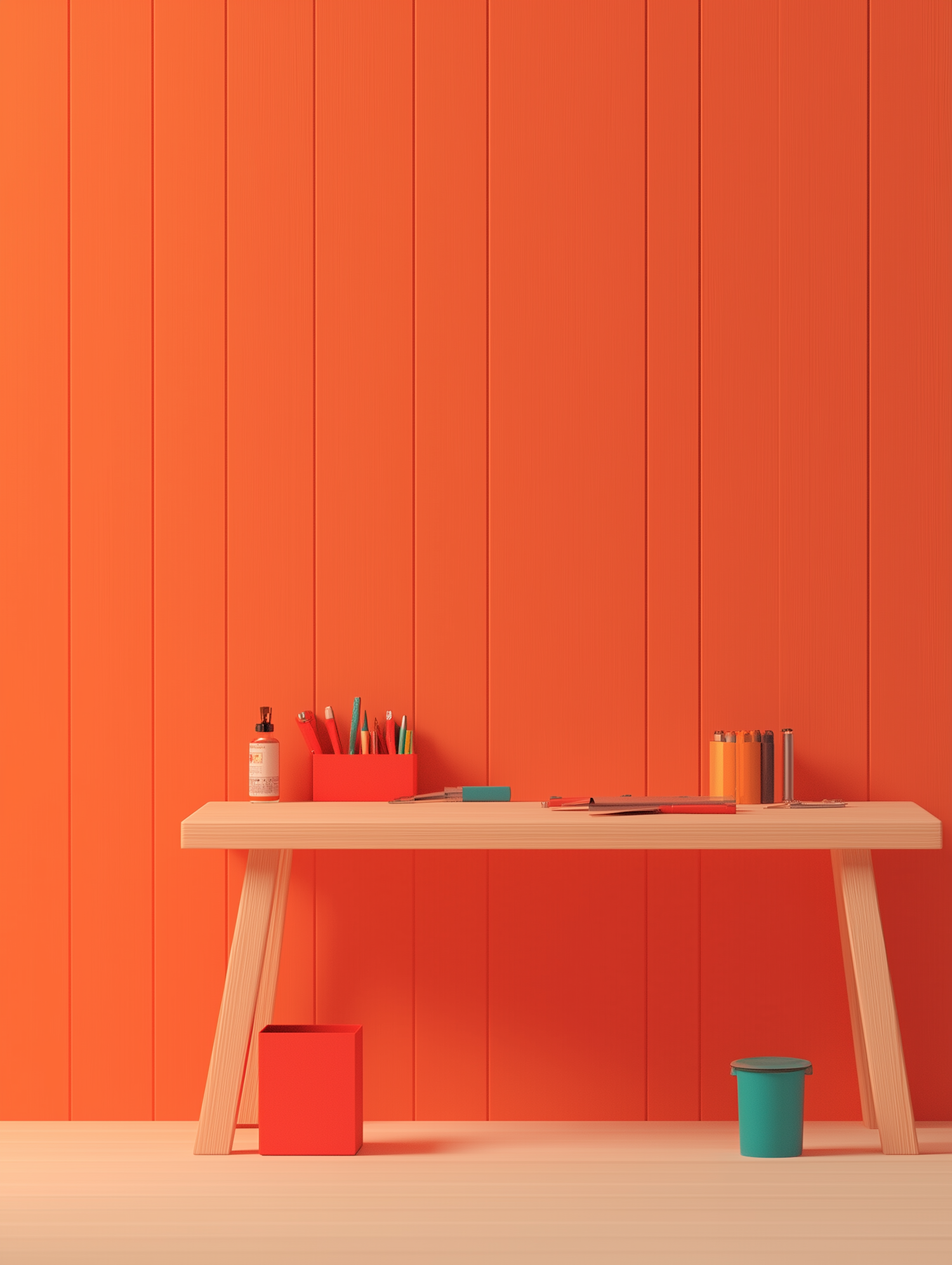 Minimalist Workspace with Vibrant Colors