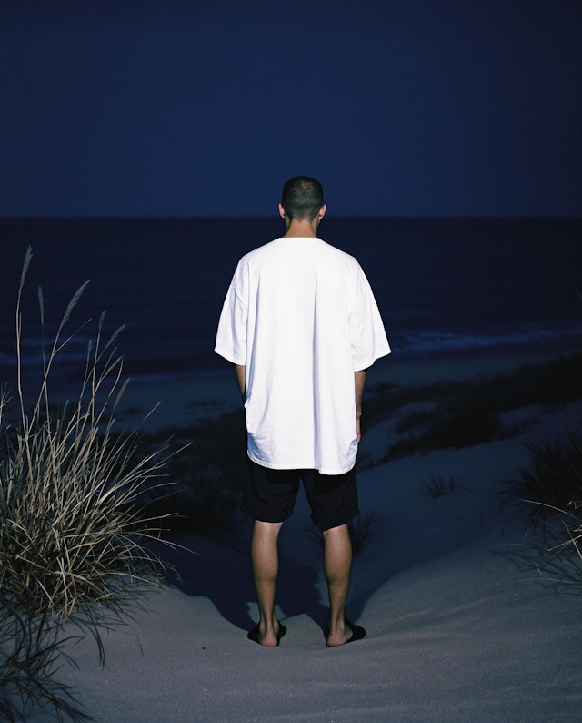 Man on Night Beach