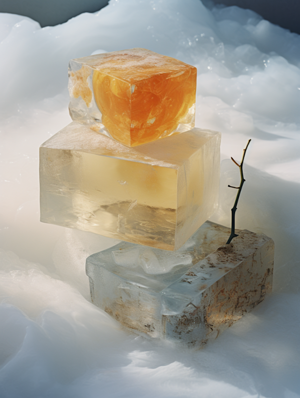 Luminous Amber Cascade with Contrast Twig