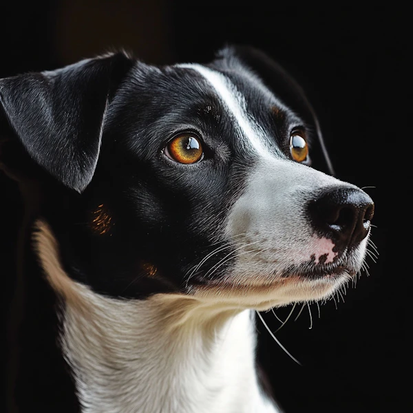 Close-up of Black and White Dog