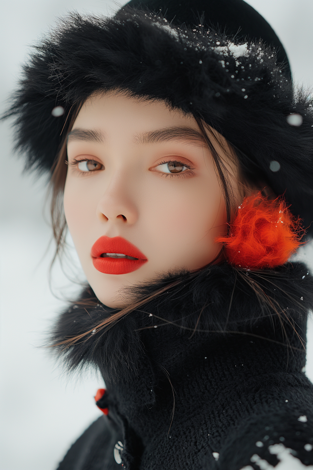 Winter Portrait of Young Woman