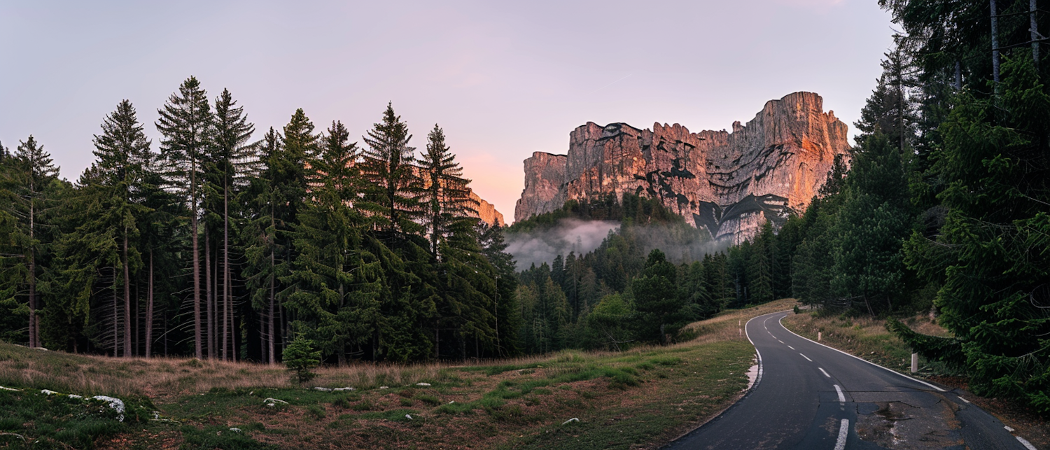 Serene Forest Road at Dawn