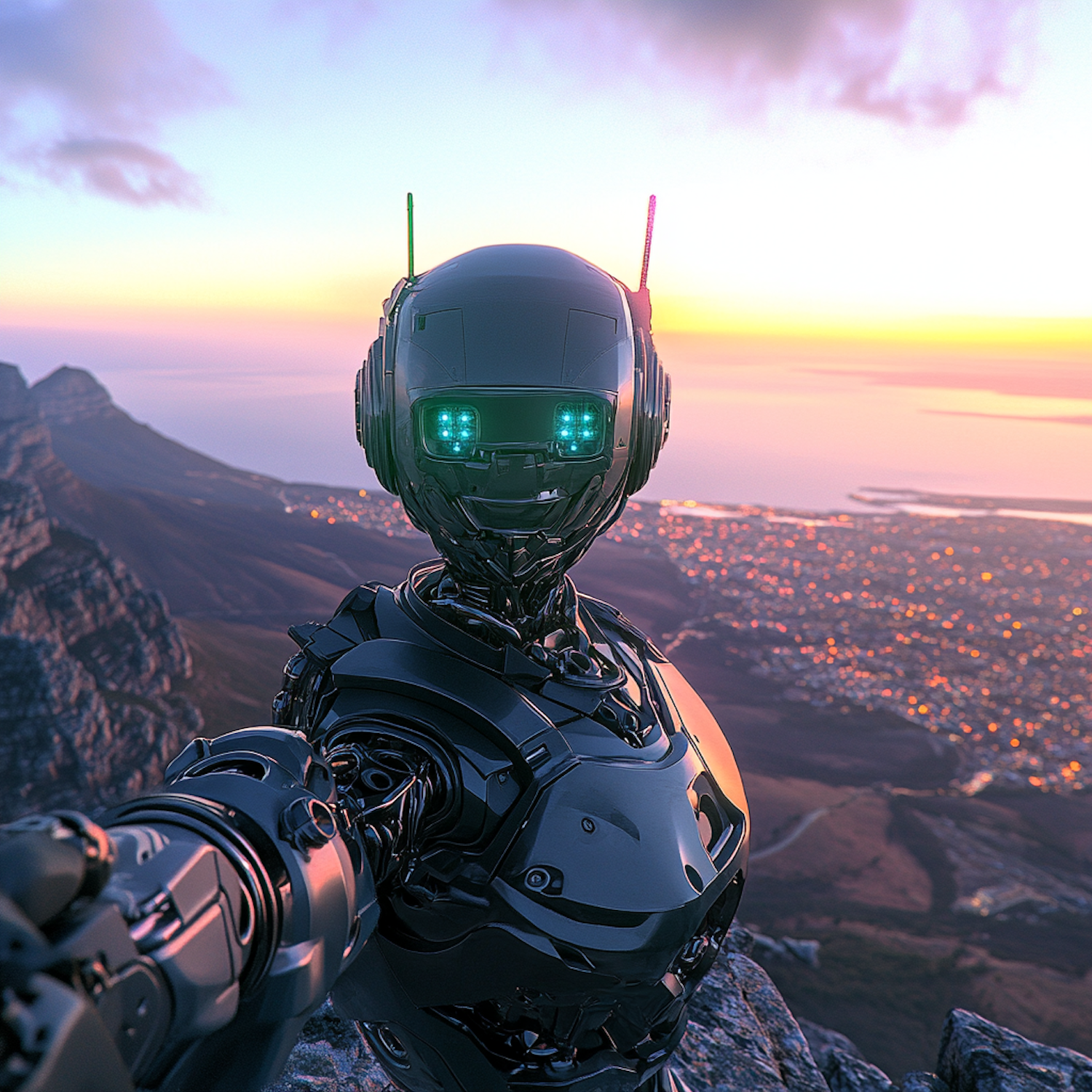 Robot Selfie at Sunset