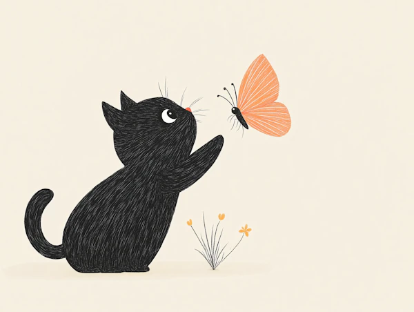 Cat and Butterfly Art