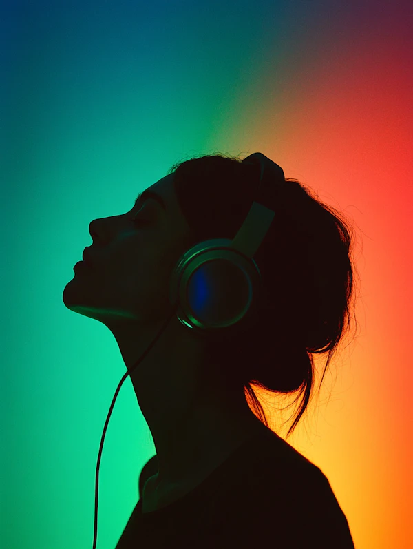 Silhouette with Headphones