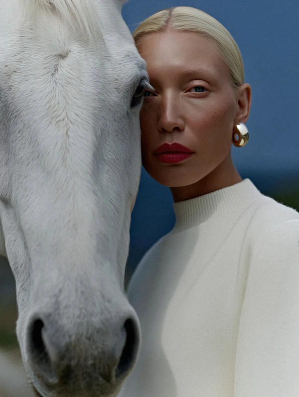 Woman and White Horse