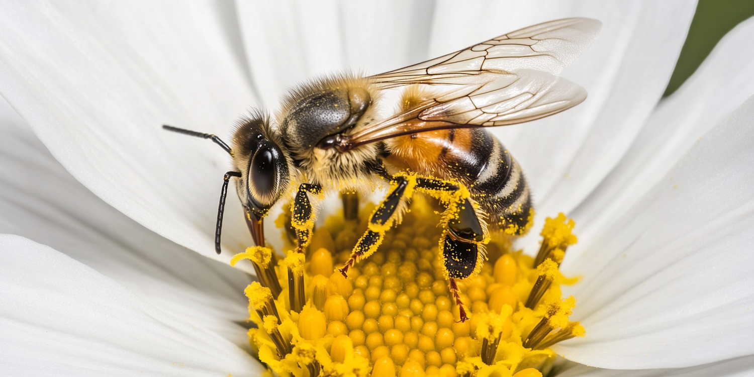 Bee on White Flower