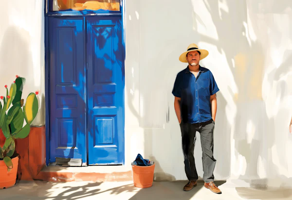 Man by Blue Door