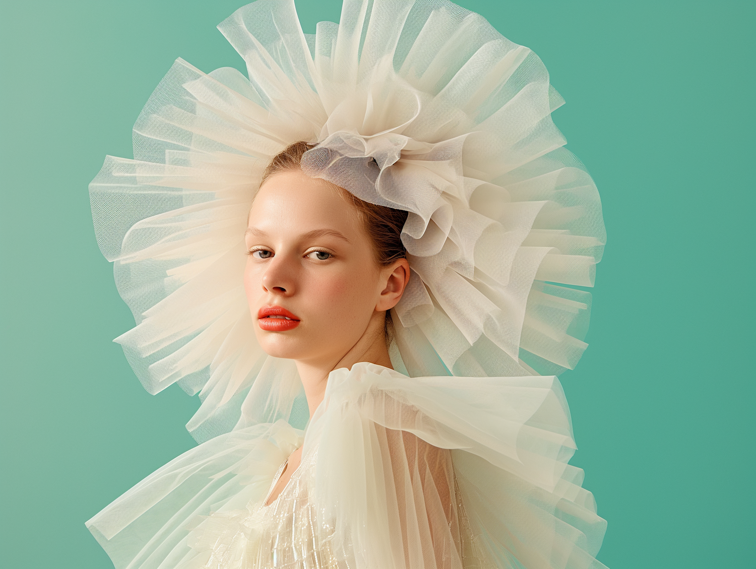 Woman with Ruffled Headpiece