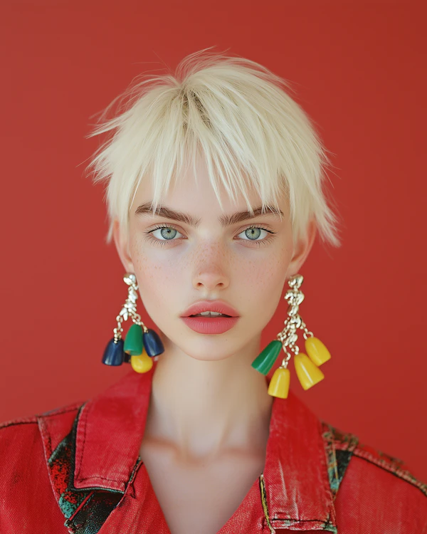 Striking Portrait with Platinum Blonde Hair