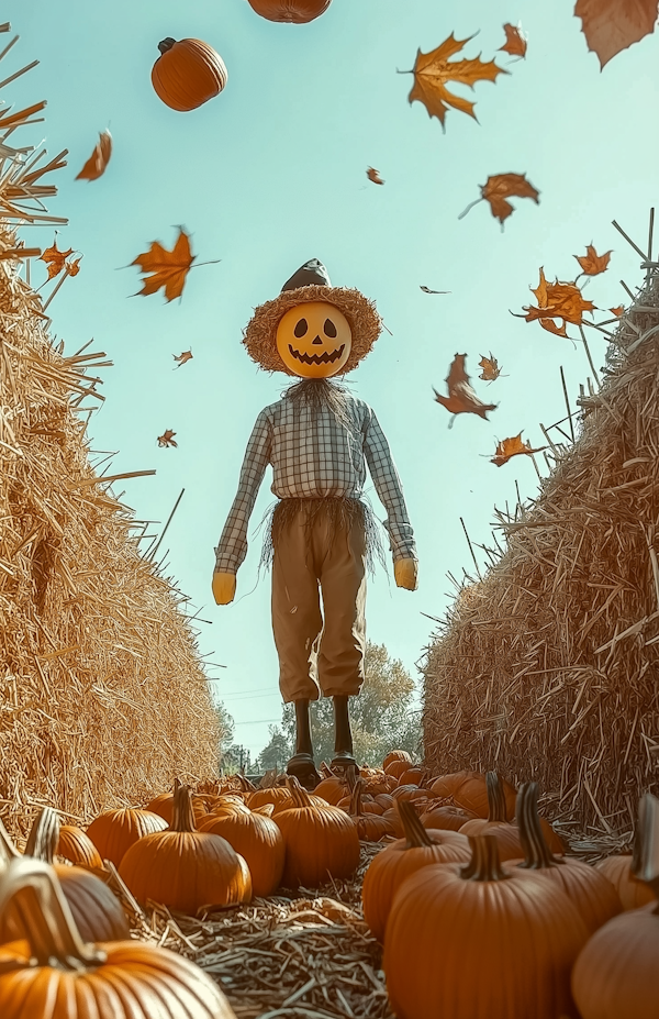 Scarecrow in Autumn Harvest