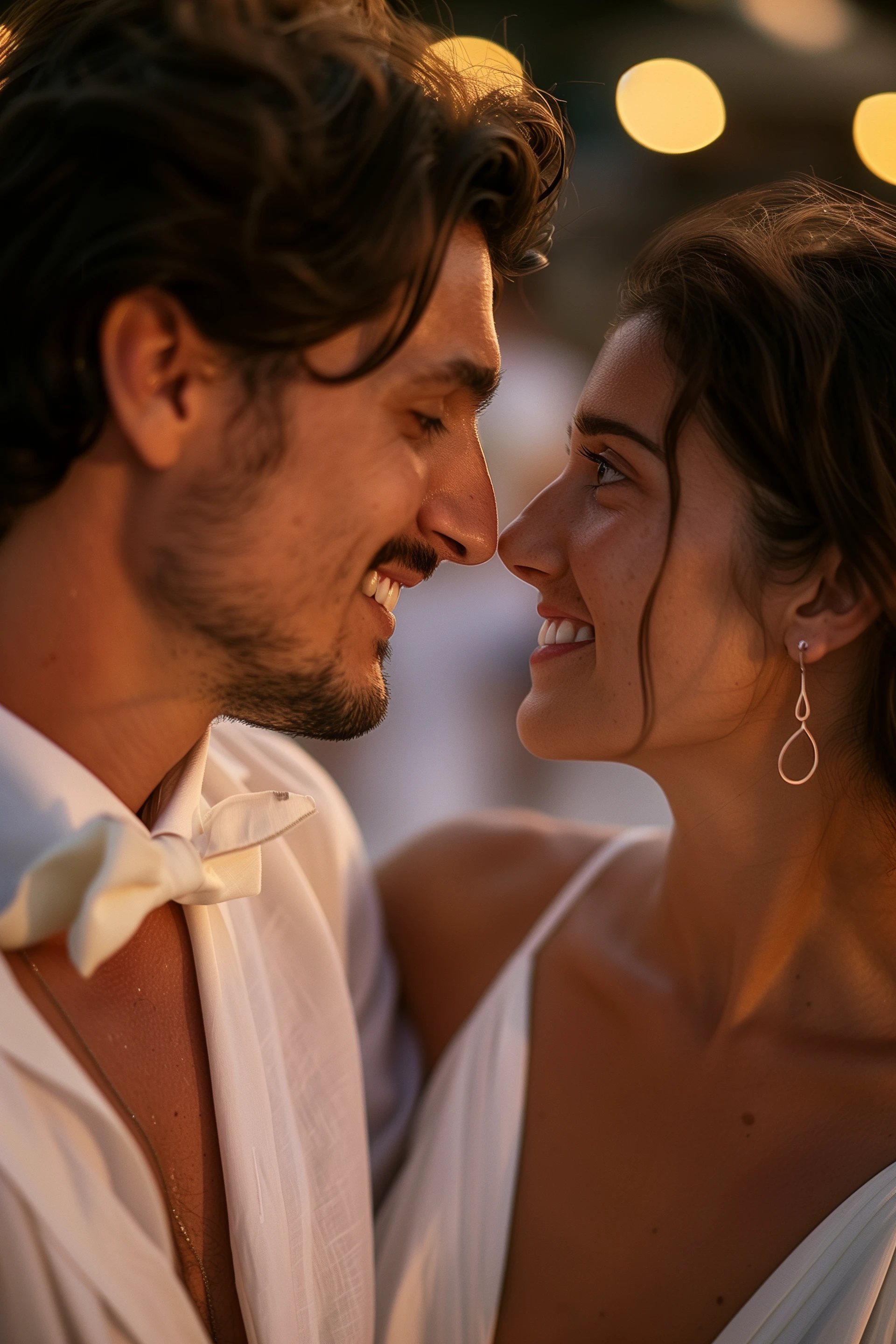 Two people in attentive, unhurried conversation — the kind of meeting curated matchmaking is built to enable