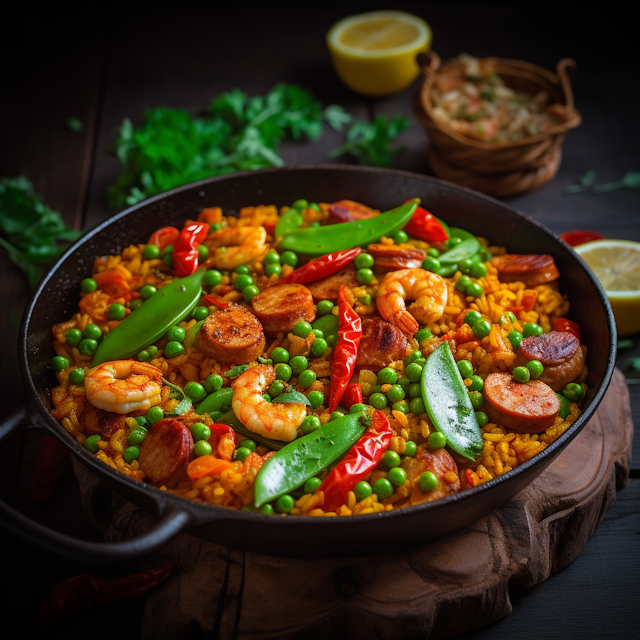 Colorful Chorizo and Seafood Paella