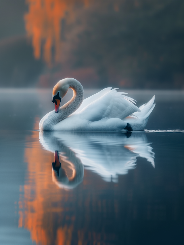 Serene Swan at Sunset