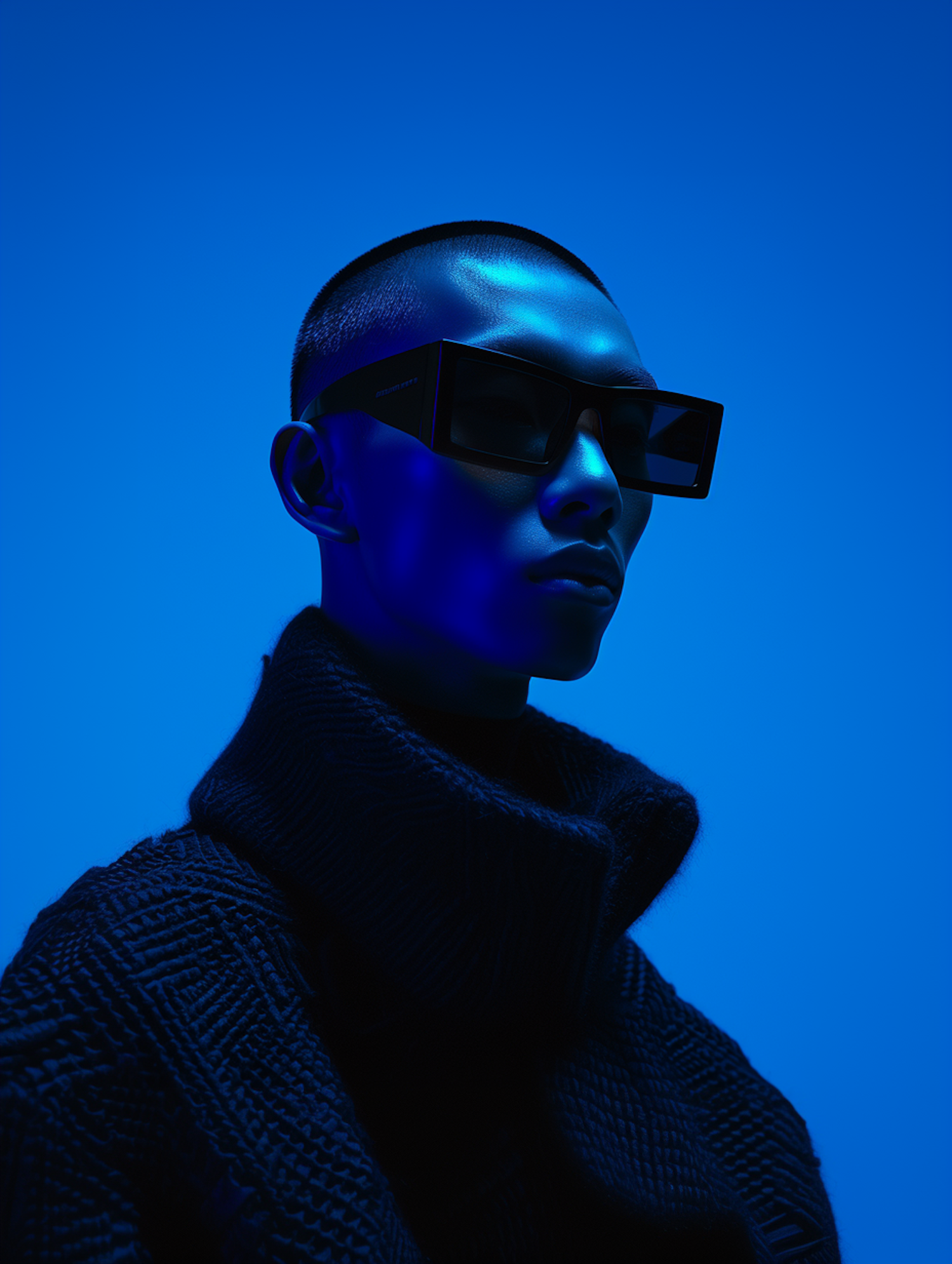 Futuristic Blue Light Portrait