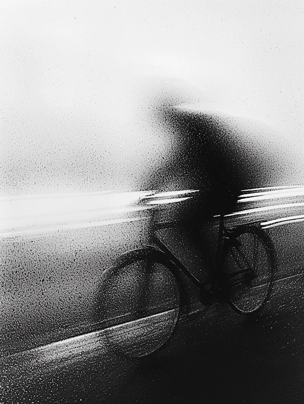 Blurred Cyclist in Motion
