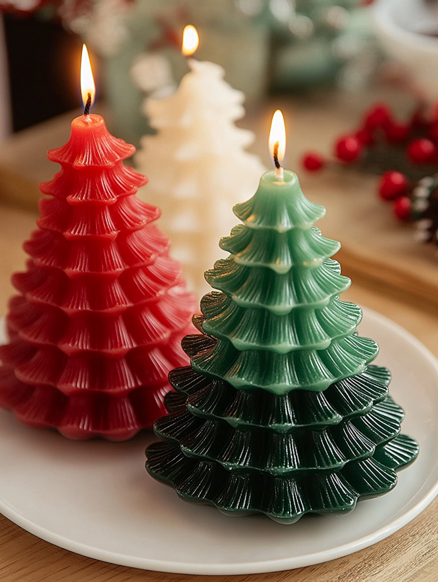 Festive Christmas Tree Candles